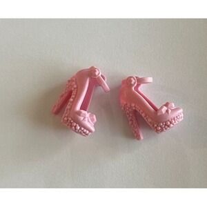 Barbie Doll Shoes‎ Pink Textured Spike High Heels Ankle Strap Closed Toe